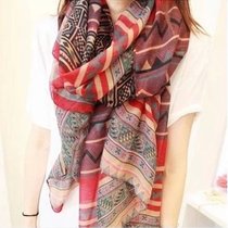 Korean version 2019 spring and autumn and winter cotton and linen scarf Womens silk scarf long large shawl dual-use long ethnic wind gauze towel