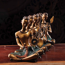Southeast Asian copper figures crafts ornaments Thailand features blowing pulling playing and singing decorations welcome maid soft furnishings