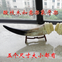 Red Wood Engraving Craft Pint Red Sandalwood Ivory Smoke Bucket Ruyi Rack Swing Piece Horn Toshelf Solid Wood Base Show Shelf