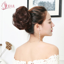 Starry night beauty bride wig bag Fluffy big bud meatball head Wig Hair bag Plate hair Hepburn head real hair