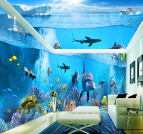 Large hotel murals 3D stereo wallpaper underwater world ocean fish childrens room living room TV background wall wallpaper