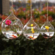  2021 new handmade mini hanging dual-use glass goldfish bowl hydroponic vase new product