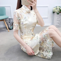 Cheongsam young girl 2021 new summer female summer lace dress Daily Fashion improved dress