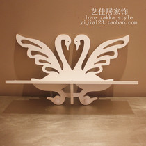 Korean romantic Swan wood plastic wall hanger wall decoration shelf partition creative hollow decorative adhesive hook