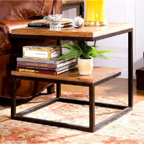 Solid Wood retro wrought iron living room sofa coffee table corner a few side study desk sofa side table telephone table