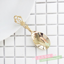 Spot salus Japanese tableware retro carved hollow stainless steel gold-plated small tea spoon Golden teaspoon exquisite