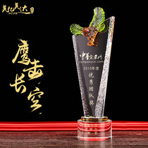 0032 Crystal Trophy Custom Creative Lettering Spot Medal Making Business Gift Memorabilia Glazed Eagles