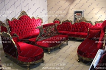 Retro nightclub European neoclassical sofa combination villa hotel living room KTV model room solid wood sofa