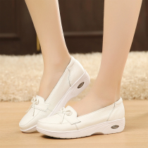 Nurse Shoes White Slopes Heel Single Shoes Heel Working Shoes Spring Autumn Shoes Light Mouth Thick Base Shoes Casual Shoes Waterproof Table