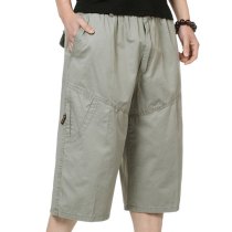 Summer Mens Middle Pants Loose Tide Size Capri pants Mens Summer Toilwear Shorts Fat Cotton Casual Pants