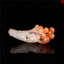 Lao Stone Pendulum Old Sex Junction Crystal Triple Color Smart Carved Peach Blossom Frozen Pendulum pieces The Play Pieces Cherry Stone Carved handlebar pieces