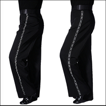 Mens Latin dance pants with diamond-studded dance pants sailor jitterba watch performance match suit pants sticking Diamond Ballroom Dance Pants