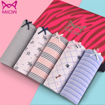 5-pack cat lady cotton briefs low waist cute cartoon cotton girl shorts headings