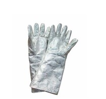 Aluminum foil fireproof and heat insulating gloves Aluminum foil high temperature smelting baking gloves resistant to 500-1000 degrees five-finger aluminum foil