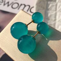 Same natural Tianhe stone earrings fluorescent material 18K gold inlay beads 8mm-12mm earrings