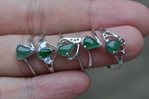 Natural a goods jade ring 925 silver platinum inlay light green ice crystal clear clear value