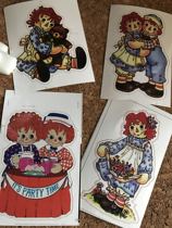 Daily single Raggedy AnnAndy doll retro stickers set (4 pieces) suitcase stickers