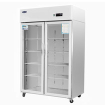 Copper Pipe Silver All Large Two Doors Freezer Display Cabinet Double Door Large 2 Doors Commercial Vertical Refrigerated Cabinet Preservation Cabinet Display Case