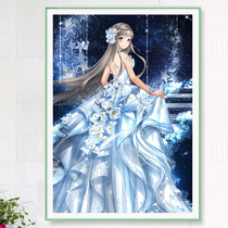 5d diamond painting full diamond embroidery blue wedding dress girl girl stickers diamond cross stitch 2018 new cartoon living room bedroom