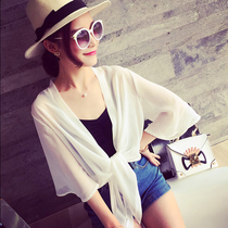 2020 new chiffon shawl coat Women summer short ultra-thin Joker cardigan beach sunscreen coat womens coat