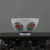 Ming Cheng Hua handmade Doucai Mountain Fruit Wing Tea Bowl Tea Cup Antique Porcelain Collection Ancient Porcelain Antique