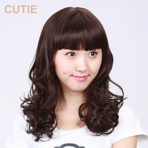 Delicate pear flower head wig Korean version of the fashion wig female Qi bangs long curly hair wig set sweet and cute type