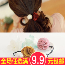 Hair ring Korean head flower fabric big pearl flower headdress hair rope Korean version tie hair accessories rubber band head rope