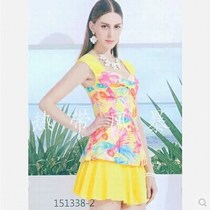 Number Hand Spa Big Code Swimsuit Woman small breasts Gathered Steel Holder Split Skirt Type Flat Corner three sets 151338