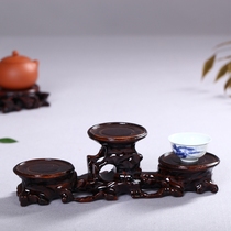 Haolinxuan tea set base Wood root carving middle high two low round vase base seat