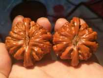 Juyou Yuanwen playing walnut stuffy white low pile four buildings lion head Garden official hat wild niche