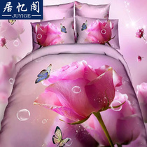Active cotton twill 3d four-piece set large version flower cartoon pure cotton three-dimensional oil painting wedding 1 82 0 Bedding