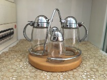 Quick German imported Emsa glass seasoning group seasoning bottle seasoning jar seasoning jar 4-piece Beech seat