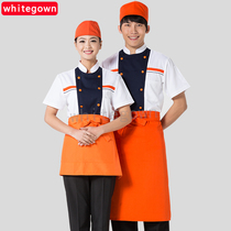 Chefs clothing short-sleeved autumn uniform hotel Western restaurant chef clothing mens and womens cake shop kitchen overalls spring and summer