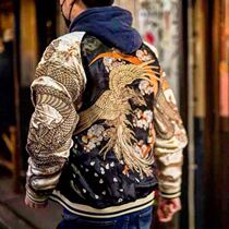 Classic Japanese Yokosuka embroidered men and women couple double-sided jacket Fengtian carrier Ukiyo-painted dragon and phoenix jacket