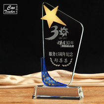 Creative crystal trophy medal custom custom metal five-pointed star trophy authorization card award production lettering