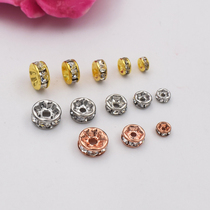 925 half silver micro-inlaid rhinestone spacer bead spacer diy bracelet necklace braided rope beaded material jewelry accessories with beads