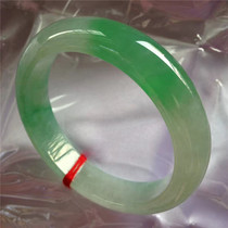 Natural wide jade bracelet green floating flower ice seed old pit jade green with certificate female jade bracelet