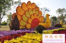 Spring and summer landscaped peacock shapes decorative floral silk flower styling outdoor festive urban brightening effect production