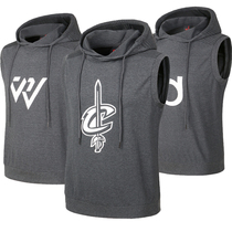Autumn sweatshirt coat sports vest mens belt hat sleeveless pullover basketball training suit vest size hoodie