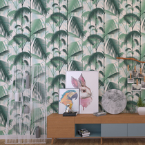 Nordic TV background wall paper modern simple rainforest green leaves creative living room leisure area wallpaper non-woven fabric