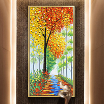 Hand-painted oil painting modern simple Golden Avenue decorative painting living room entrance hall corridor aisle vertical wall painting