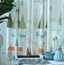 Literary and artistic fresh Nordic style Modern small tree house Simple curtain finished bedroom bay window Balcony curtain cloth Living room