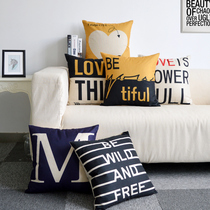 Nordic simple geometric cushion black and white cotton and linen pillow Living room sofa backrest pillow Car office cushion