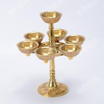 Heyuan Buddha seven-star lamp high-footed Lotus copper candle holder for oil lamp Buddha with pure copper seven-star butter lamp