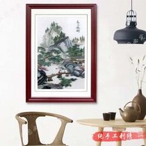 Spring mountain ride Cantonese embroidery Guangxiu landscape Living room Bedroom Dining room decorative painting Guangdong specialty pure hand embroidery