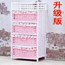 Straw simple wardrobe Childrens wardrobe Special storage cabinet Bedside table Chest of drawers Rattan bookcase locker