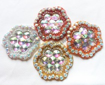 9cm large circular rose orange Golden Silver AB colored water Diamond DIY belly dance wear bra decoration tie zuan