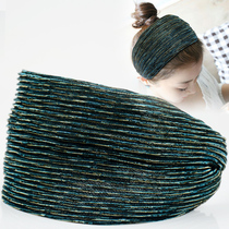 Korean version wide-brimmed hair band headdress temperament gold silk fabric toothed non-slip hair card four seasons wild female hair band headband
