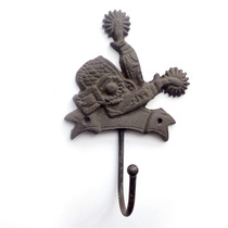 Retro old spurs shape cast iron single hook wall-mounted wall-mounted American pastoral country style cowboy decoration