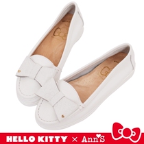 HELLO KITTY X AnnS Bull Leather Bow Tie Soft Poo Shoe White